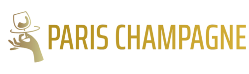 Paris champagne logo, icon hand holding wine glass